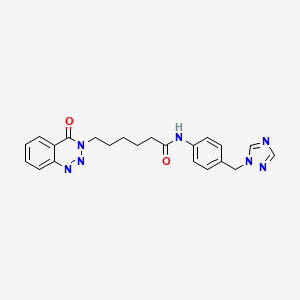 molecular formula C22H23N7O2 B11002977 6-(4-oxo-1,2,3-benzotriazin-3(4H)-yl)-N-[4-(1H-1,2,4-triazol-1-ylmethyl)phenyl]hexanamide 