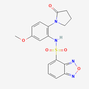 molecular formula C17H16N4O5S B11003043 N-[5-methoxy-2-(2-oxopyrrolidin-1-yl)phenyl]-2,1,3-benzoxadiazole-4-sulfonamide 