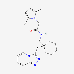 molecular formula C22H29N5O B11003046 2-(2,5-dimethyl-1H-pyrrol-1-yl)-N-{[1-([1,2,4]triazolo[4,3-a]pyridin-3-ylmethyl)cyclohexyl]methyl}acetamide 