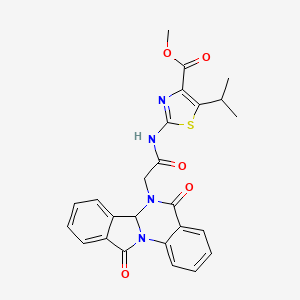 molecular formula C25H22N4O5S B11003049 methyl 2-{[(5,11-dioxo-6a,11-dihydroisoindolo[2,1-a]quinazolin-6(5H)-yl)acetyl]amino}-5-isopropyl-1,3-thiazole-4-carboxylate 