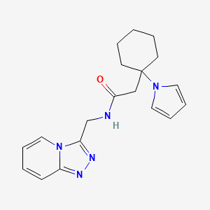 molecular formula C19H23N5O B11003075 2-[1-(1H-pyrrol-1-yl)cyclohexyl]-N-([1,2,4]triazolo[4,3-a]pyridin-3-ylmethyl)acetamide 