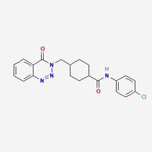 molecular formula C21H21ClN4O2 B11003082 trans-N-(4-chlorophenyl)-4-[(4-oxo-1,2,3-benzotriazin-3(4H)-yl)methyl]cyclohexanecarboxamide 