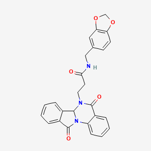 N-(1,3-benzodioxol-5-ylmethyl)-3-(5,11-dioxo-6a,11-dihydroisoindolo[2,1-a]quinazolin-6(5H)-yl)propanamide