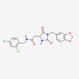 molecular formula C20H17Cl2N3O5 B11003107 2-[1-(1,3-benzodioxol-5-ylmethyl)-2-hydroxy-5-oxo-4,5-dihydro-1H-imidazol-4-yl]-N-(2,4-dichlorobenzyl)acetamide 