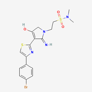 molecular formula C17H19BrN4O3S2 B11003136 2-{3-[4-(4-bromophenyl)-1,3-thiazol-2-yl]-4-hydroxy-2-imino-2,5-dihydro-1H-pyrrol-1-yl}-N,N-dimethylethanesulfonamide 