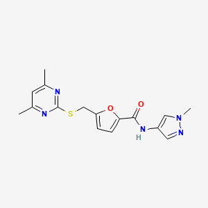 molecular formula C16H17N5O2S B11003177 5-{[(4,6-dimethylpyrimidin-2-yl)sulfanyl]methyl}-N-(1-methyl-1H-pyrazol-4-yl)furan-2-carboxamide 