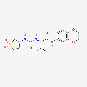 molecular formula C19H27N3O6S B11003224 N-(2,3-Dihydro-1,4-benzodioxin-6-YL)-N~2~-[(1,1-dioxidotetrahydro-3-thiophenyl)carbamoyl]isoleucinamide 