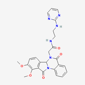 molecular formula C25H24N6O5 B11003282 2-(9,10-dimethoxy-5,11-dioxo-6a,11-dihydroisoindolo[2,1-a]quinazolin-6(5H)-yl)-N-[2-(pyrimidin-2-ylamino)ethyl]acetamide 