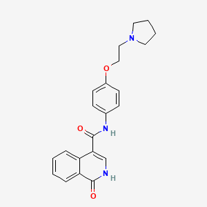 molecular formula C22H23N3O3 B11003317 1-hydroxy-N-{4-[2-(pyrrolidin-1-yl)ethoxy]phenyl}isoquinoline-4-carboxamide 