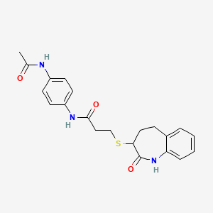 molecular formula C21H23N3O3S B11003340 N-[4-(acetylamino)phenyl]-3-[(2-hydroxy-4,5-dihydro-3H-1-benzazepin-3-yl)sulfanyl]propanamide 