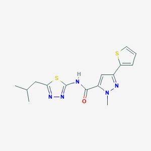 1-methyl-N-[5-(2-methylpropyl)-1,3,4-thiadiazol-2-yl]-3-(thiophen-2-yl)-1H-pyrazole-5-carboxamide