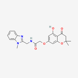 molecular formula C22H23N3O5 B11003416 2-[(5-hydroxy-2,2-dimethyl-4-oxo-3,4-dihydro-2H-chromen-7-yl)oxy]-N-[(1-methyl-1H-benzimidazol-2-yl)methyl]acetamide 