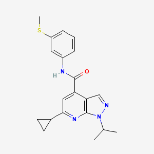 molecular formula C20H22N4OS B11003429 6-cyclopropyl-N-[3-(methylsulfanyl)phenyl]-1-(propan-2-yl)-1H-pyrazolo[3,4-b]pyridine-4-carboxamide 