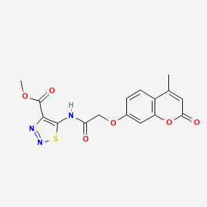 molecular formula C16H13N3O6S B11003430 methyl 5-({[(4-methyl-2-oxo-2H-chromen-7-yl)oxy]acetyl}amino)-1,2,3-thiadiazole-4-carboxylate 