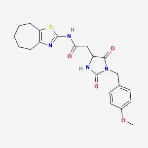 molecular formula C21H24N4O4S B11003466 2-[1-(4-methoxybenzyl)-2,5-dioxoimidazolidin-4-yl]-N-(5,6,7,8-tetrahydro-4H-cyclohepta[d][1,3]thiazol-2-yl)acetamide 