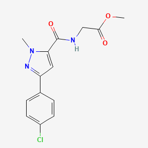 molecular formula C14H14ClN3O3 B11003492 methyl N-{[3-(4-chlorophenyl)-1-methyl-1H-pyrazol-5-yl]carbonyl}glycinate 