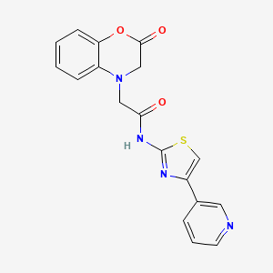 molecular formula C18H14N4O3S B11003504 2-(2-oxo-2H-benzo[b][1,4]oxazin-4(3H)-yl)-N-(4-(pyridin-3-yl)thiazol-2-yl)acetamide 