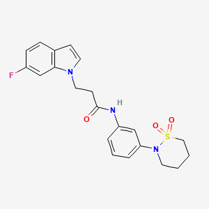 molecular formula C21H22FN3O3S B11003656 N-[3-(1,1-dioxido-1,2-thiazinan-2-yl)phenyl]-3-(6-fluoro-1H-indol-1-yl)propanamide 