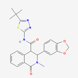 3-(1,3-benzodioxol-5-yl)-N-[(2Z)-5-tert-butyl-1,3,4-thiadiazol-2(3H)-ylidene]-2-methyl-1-oxo-1,2,3,4-tetrahydroisoquinoline-4-carboxamide