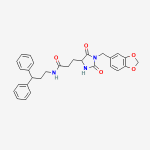 molecular formula C29H29N3O5 B11003703 3-[1-(1,3-benzodioxol-5-ylmethyl)-2-hydroxy-5-oxo-4,5-dihydro-1H-imidazol-4-yl]-N-(3,3-diphenylpropyl)propanamide 