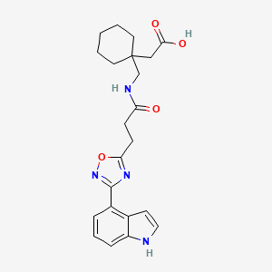 {1-[({3-[3-(1H-indol-4-yl)-1,2,4-oxadiazol-5-yl]propanoyl}amino)methyl]cyclohexyl}acetic acid