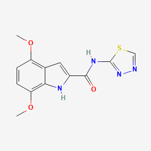 molecular formula C13H12N4O3S B11003762 4,7-dimethoxy-N-(1,3,4-thiadiazol-2-yl)-1H-indole-2-carboxamide 