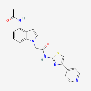 molecular formula C20H17N5O2S B11003769 2-(4-acetamido-1H-indol-1-yl)-N-(4-(pyridin-4-yl)thiazol-2-yl)acetamide 