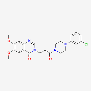 molecular formula C23H25ClN4O4 B11003814 3-{3-[4-(3-chlorophenyl)piperazin-1-yl]-3-oxopropyl}-6,7-dimethoxyquinazolin-4(3H)-one 