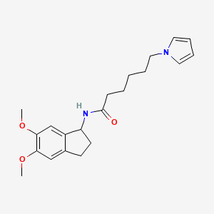 N-(5,6-dimethoxy-2,3-dihydro-1H-inden-1-yl)-6-(1H-pyrrol-1-yl)hexanamide