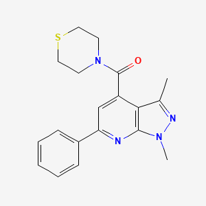 (1,3-dimethyl-6-phenyl-1H-pyrazolo[3,4-b]pyridin-4-yl)(thiomorpholin-4-yl)methanone