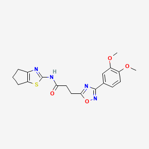 molecular formula C19H20N4O4S B11003938 N-(5,6-dihydro-4H-cyclopenta[d][1,3]thiazol-2-yl)-3-[3-(3,4-dimethoxyphenyl)-1,2,4-oxadiazol-5-yl]propanamide 