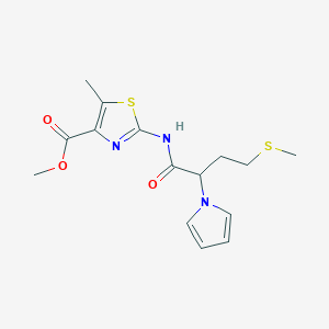 molecular formula C15H19N3O3S2 B11003987 methyl 5-methyl-2-{[4-(methylsulfanyl)-2-(1H-pyrrol-1-yl)butanoyl]amino}-1,3-thiazole-4-carboxylate 