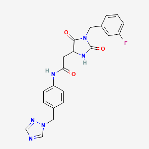 2-[1-(3-fluorobenzyl)-2,5-dioxoimidazolidin-4-yl]-N-[4-(1H-1,2,4-triazol-1-ylmethyl)phenyl]acetamide