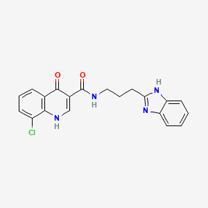 molecular formula C20H17ClN4O2 B11004088 N-(3-(1H-benzo[d]imidazol-2-yl)propyl)-8-chloro-4-hydroxyquinoline-3-carboxamide 