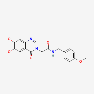 molecular formula C20H21N3O5 B11004091 2-(6,7-dimethoxy-4-oxoquinazolin-3(4H)-yl)-N-(4-methoxybenzyl)acetamide 