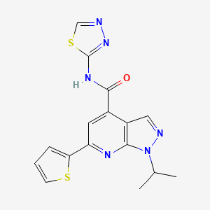 1-(propan-2-yl)-N-(1,3,4-thiadiazol-2-yl)-6-(thiophen-2-yl)-1H-pyrazolo[3,4-b]pyridine-4-carboxamide