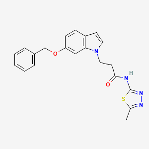 molecular formula C21H20N4O2S B11004154 3-(6-(benzyloxy)-1H-indol-1-yl)-N-(5-methyl-1,3,4-thiadiazol-2-yl)propanamide 