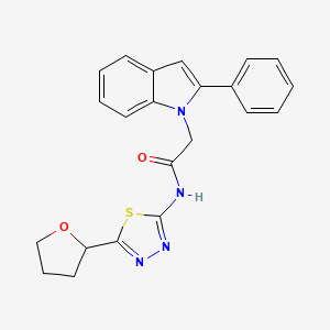 2-(2-phenyl-1H-indol-1-yl)-N-[(2E)-5-(tetrahydrofuran-2-yl)-1,3,4-thiadiazol-2(3H)-ylidene]acetamide