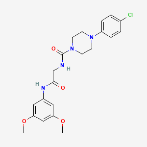 molecular formula C21H25ClN4O4 B11004182 4-(4-chlorophenyl)-N-{2-[(3,5-dimethoxyphenyl)amino]-2-oxoethyl}piperazine-1-carboxamide 