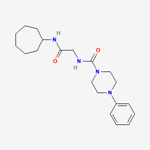 molecular formula C20H30N4O2 B11004198 N-[2-(cycloheptylamino)-2-oxoethyl]-4-phenylpiperazine-1-carboxamide 