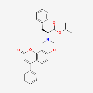 molecular formula C29H27NO5 B11004225 propan-2-yl (2S)-2-(2-oxo-4-phenyl-2H,8H-chromeno[8,7-e][1,3]oxazin-9(10H)-yl)-3-phenylpropanoate 