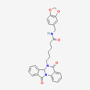 N-(1,3-benzodioxol-5-ylmethyl)-6-(5,11-dioxo-6a,11-dihydroisoindolo[2,1-a]quinazolin-6(5H)-yl)hexanamide