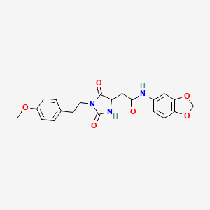 molecular formula C21H21N3O6 B11004313 N-(1,3-benzodioxol-5-yl)-2-{1-[2-(4-methoxyphenyl)ethyl]-2,5-dioxoimidazolidin-4-yl}acetamide 