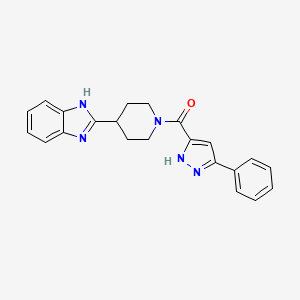 molecular formula C22H21N5O B11004365 [4-(1H-benzimidazol-2-yl)piperidin-1-yl](5-phenyl-1H-pyrazol-3-yl)methanone 