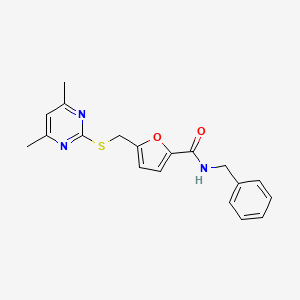 N-benzyl-5-{[(4,6-dimethylpyrimidin-2-yl)sulfanyl]methyl}furan-2-carboxamide