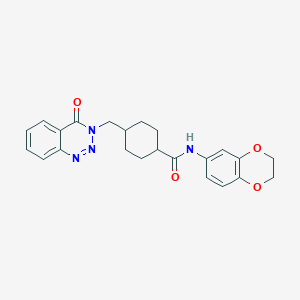 molecular formula C23H24N4O4 B11004478 trans-N-(2,3-dihydro-1,4-benzodioxin-6-yl)-4-[(4-oxo-1,2,3-benzotriazin-3(4H)-yl)methyl]cyclohexanecarboxamide 