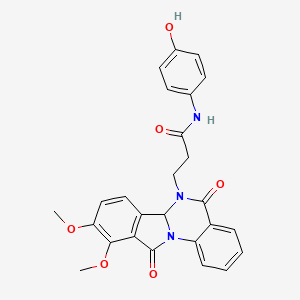 molecular formula C26H23N3O6 B11004510 3-(9,10-dimethoxy-5,11-dioxo-6a,11-dihydroisoindolo[2,1-a]quinazolin-6(5H)-yl)-N-(4-hydroxyphenyl)propanamide 