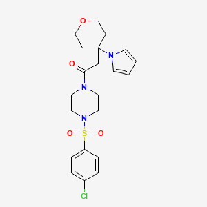 1-{4-[(4-chlorophenyl)sulfonyl]piperazin-1-yl}-2-[4-(1H-pyrrol-1-yl)tetrahydro-2H-pyran-4-yl]ethanone