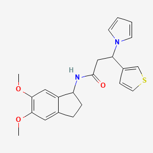 N-(5,6-dimethoxy-2,3-dihydro-1H-inden-1-yl)-3-(1H-pyrrol-1-yl)-3-(3-thienyl)propanamide