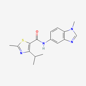 molecular formula C16H18N4OS B11004592 2-methyl-N-(1-methyl-1H-benzimidazol-5-yl)-4-(propan-2-yl)-1,3-thiazole-5-carboxamide 